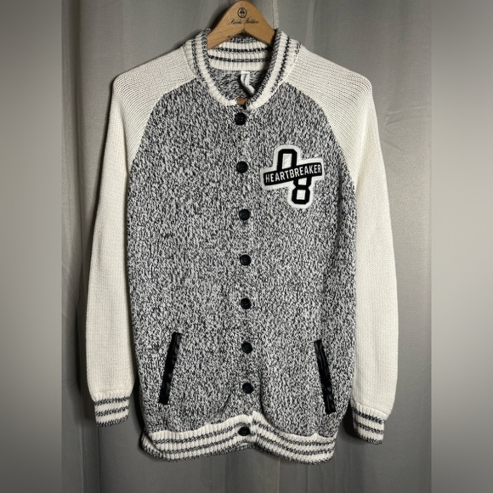 Bethany Mota Womens S cardigan sweater black white heather  "Heart‎ Breaker"